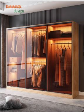 Hiện đại hóa không gian với tủ áo cánh kính cửa lùa-TCK 005
