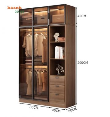 Tủ Quần Áo Gỗ Cánh Kính – Kết Hợp Thẩm Mỹ Và Công Năng-TCK 007