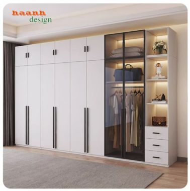 Tủ quần áo gỗ cánh kính – Xu hướng nội thất 2026-TCK 009