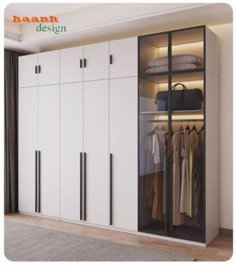Tủ quần áo gỗ cánh kính – Xu hướng nội thất 2026-TCK 009