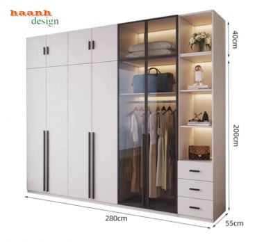 Tủ quần áo gỗ cánh kính – Xu hướng nội thất 2026-TCK 009