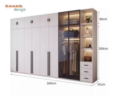 Tủ quần áo gỗ cánh kính – Xu hướng nội thất 2026-TCK 009