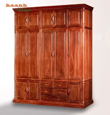 Mẫu tủ quần áo gỗ hương đẹp thiết kế tinh tế chuẩn cao cấp-TAG 015