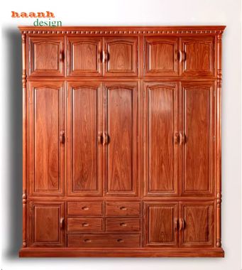 Mẫu tủ quần áo gỗ hương đẹp thiết kế tinh tế chuẩn cao cấp-TAG 015