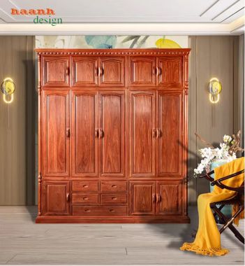 Mẫu tủ quần áo gỗ hương đẹp thiết kế tinh tế chuẩn cao cấp-TAG 015
