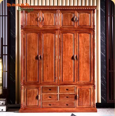 Mẫu tủ quần áo gỗ hương đẹp thiết kế tinh tế chuẩn cao cấp-TAG 015