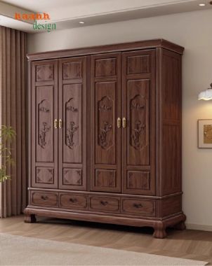 Chọn lựa tủ áo gỗ cánh chạm cho phòng ngủ hoàn hảo-TAG 009