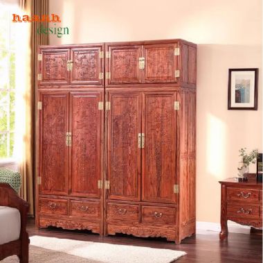 Trang trí tủ quần áo gỗ tự nhiên để không gian nổi bật-TAG 007