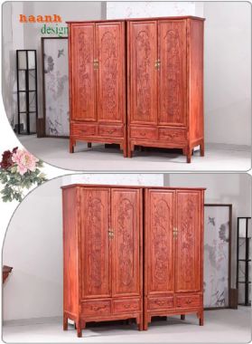 Trang trí tủ quần áo gỗ tự nhiên để không gian nổi bật-TAG 007