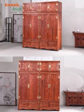 Trang trí tủ quần áo gỗ tự nhiên để không gian nổi bật-TAG 007