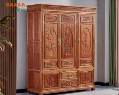 Tủ đựng quần áo bằng gỗ hương – Bền đẹp theo thời gian-TAG 012