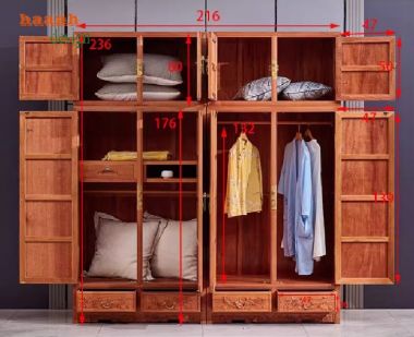 Tủ đựng quần áo bằng gỗ hương – Bền đẹp theo thời gian-TAG 012