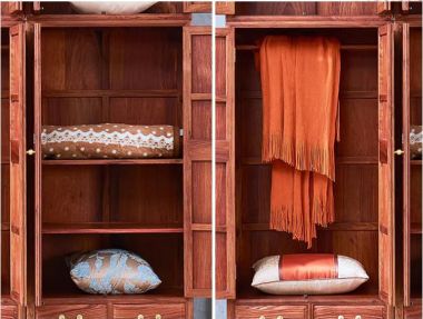 Tủ gỗ đựng quần áo gỗ gõ đỏ phong cách Trung Quốc giả cổ-TAG 014