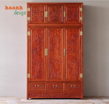 Tủ quần áo gỗ cánh chạm - Sự kết hợp nghệ thuật và tiện ích-TAG 010