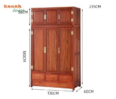 Tủ quần áo gỗ cánh chạm - Sự kết hợp nghệ thuật và tiện ích-TAG 010