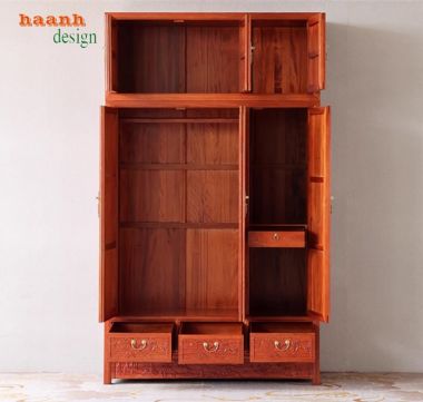 Tủ quần áo gỗ cánh chạm - Sự kết hợp nghệ thuật và tiện ích-TAG 010