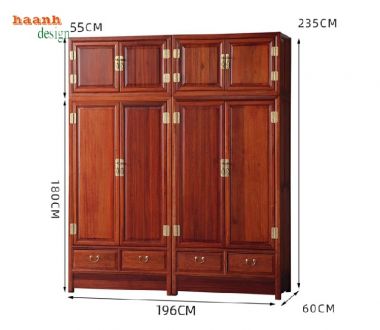 Tủ quần áo gỗ cánh chạm - Sự kết hợp nghệ thuật và tiện ích-TAG 010
