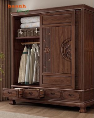 Nâng cấp không gian sống với tủ quần áo cánh chạm-TAG 008