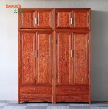Tủ quần áo gỗ cánh chạm - Sự kết hợp nghệ thuật và tiện ích-TAG 010
