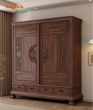 Nâng cấp không gian sống với tủ quần áo cánh chạm-TAG 008