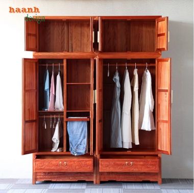 Tủ quần áo gỗ cánh chạm - Sự kết hợp nghệ thuật và tiện ích-TAG 010