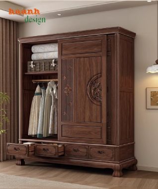 Nâng cấp không gian sống với tủ quần áo cánh chạm-TAG 008