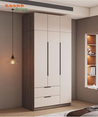 Mẫu tủ quần áo gỗ công nghiệp đẹp thiết kế hai màu hiện đại-TAH 016