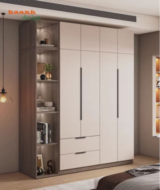 Mẫu tủ quần áo gỗ công nghiệp đẹp thiết kế hai màu hiện đại-TAH 016