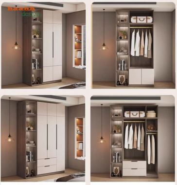 Mẫu tủ quần áo gỗ công nghiệp đẹp thiết kế hai màu hiện đại-TAH 016