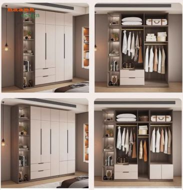 Mẫu tủ quần áo gỗ công nghiệp đẹp thiết kế hai màu hiện đại-TAH 016