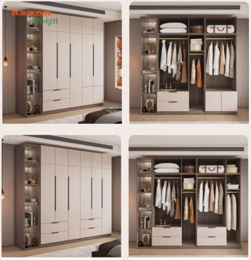 Mẫu tủ quần áo gỗ công nghiệp đẹp thiết kế hai màu hiện đại-TAH 016