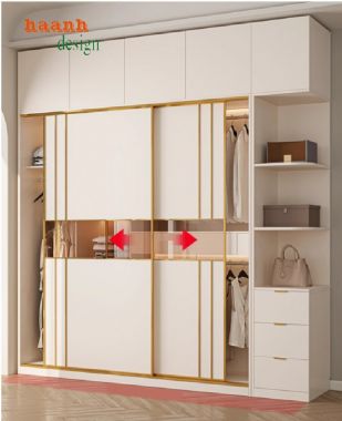 Tiện lợi với tủ áo gỗ công nghiệp cánh lùa hiện đại-TAH 010