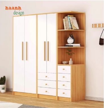 Tủ Quần Áo Gỗ Công Nghiệp Phối Màu Trắng Hiện Đại-TAH 013