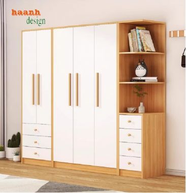 Tủ Quần Áo Gỗ Công Nghiệp Phối Màu Trắng Hiện Đại-TAH 013