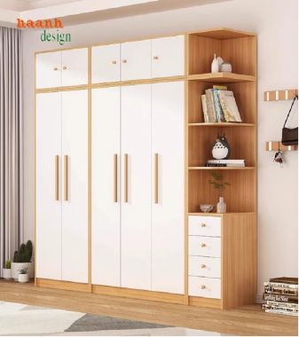 Tủ Quần Áo Gỗ Công Nghiệp Phối Màu Trắng Hiện Đại-TAH 013