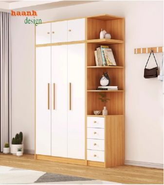Tủ Quần Áo Gỗ Công Nghiệp Phối Màu Trắng Hiện Đại-TAH 013