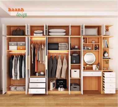 Tủ Quần Áo Gỗ Công Nghiệp Phối Màu Trắng Hiện Đại-TAH 013
