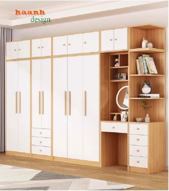 Tủ Quần Áo Gỗ Công Nghiệp Phối Màu Trắng Hiện Đại-TAH 013