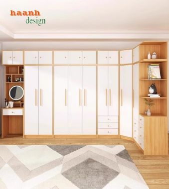 Tủ Quần Áo Gỗ Công Nghiệp Phối Màu Trắng Hiện Đại-TAH 013