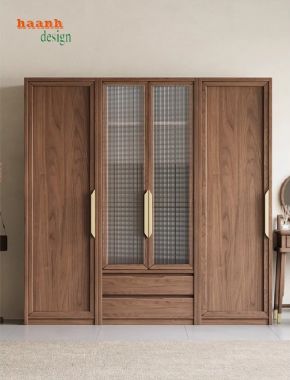 Đẹp mắt với tủ áo gỗ công nghiệp óc chó-TAH 009