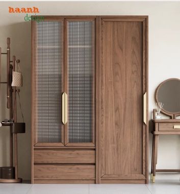 Đẹp mắt với tủ áo gỗ công nghiệp óc chó-TAH 009