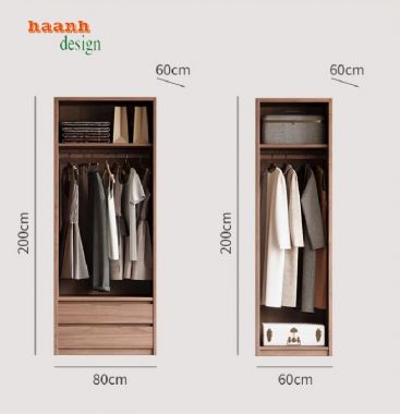 Đẹp mắt với tủ áo gỗ công nghiệp óc chó-TAH 009