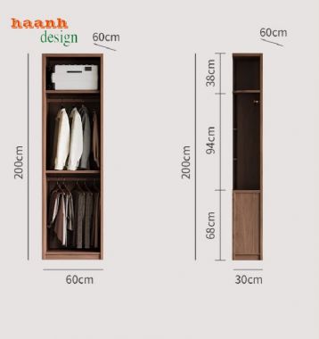 Đẹp mắt với tủ áo gỗ công nghiệp óc chó-TAH 009