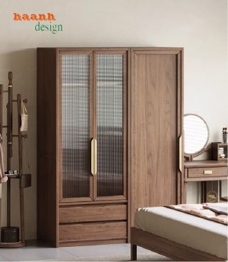 Đẹp mắt với tủ áo gỗ công nghiệp óc chó-TAH 009