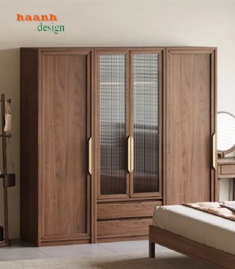Đẹp mắt với tủ áo gỗ công nghiệp óc chó-TAH 009