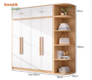 Tủ quần áo gỗ công nghiệp Melamine chống ẩm – Bền đẹp, thẩm mỹ-TAH 014