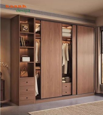 Tủ Quần Áo Gỗ Ép Hiện Đại Cửa Lùa Cao Cấp-TAH 017