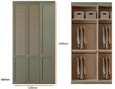 Tủ áo cánh mây gỗ sồi tự nhiên đẹp và bền theo thời gian-TAH 014