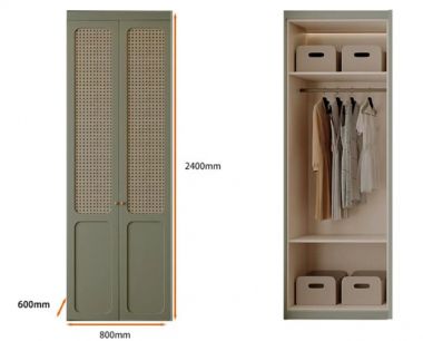 Tủ áo cánh mây gỗ sồi tự nhiên đẹp và bền theo thời gian-TAH 014