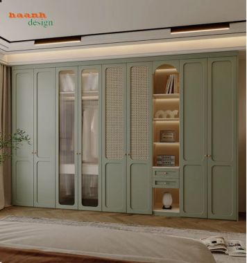 Tủ áo cánh mây gỗ sồi tự nhiên đẹp và bền theo thời gian-TAH 014